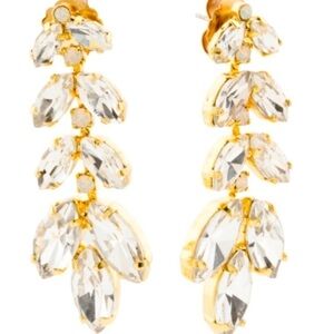 Sorrelli Repeating Navette Crystal Dangle Statement Earrings Bright Gold New